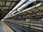 Many unoccupied tracks at Hoboken Terminal as expected for a Sunday 